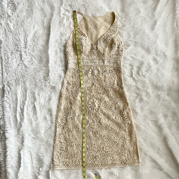 Sue Wong Lace Beaded Embroidered Cocktail Dress Sleeveless N3502 Ecru Wedding - Picture 12 of 13